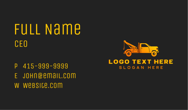 Towing Pickup Truck Business Card Design Image Preview