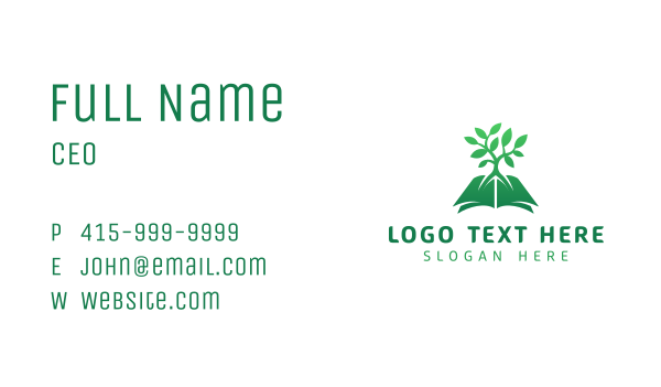 Green Book Tree Business Card Design Image Preview