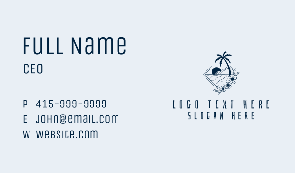 Beach Ocean Vacation  Business Card Design Image Preview