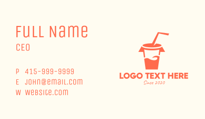 Orange Drinking Cup Business Card