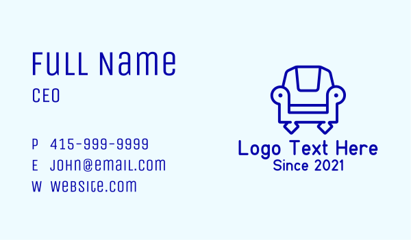 Blue Armchair Outline Business Card Design Image Preview