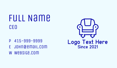 Blue Armchair Outline Business Card Image Preview