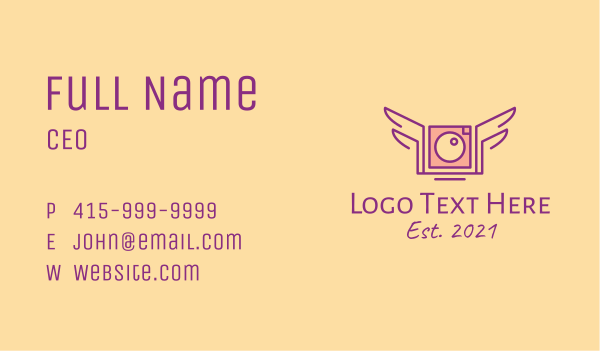 Winged Camera Business Card Design Image Preview