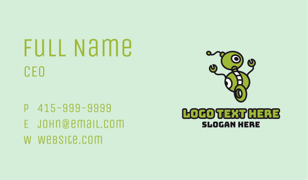 Green Robot Wheels Business Card Design Image Preview