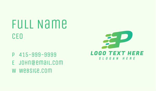 Green Speed Motion Letter P Business Card Design Image Preview