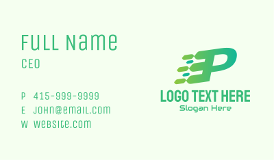 Green Speed Motion Letter P Business Card
