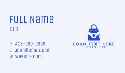 Blue Tech Shopping Bag Business Card Image Preview