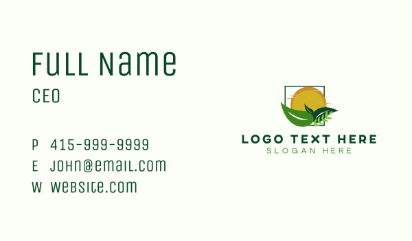 Sun Leaves Farming Business Card Design Image Preview