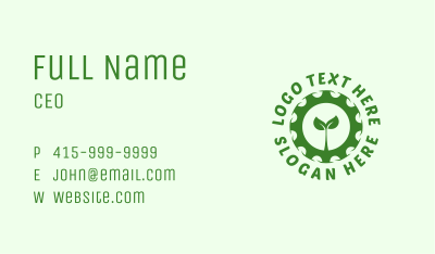 Green Plant Cog Business Card Image Preview