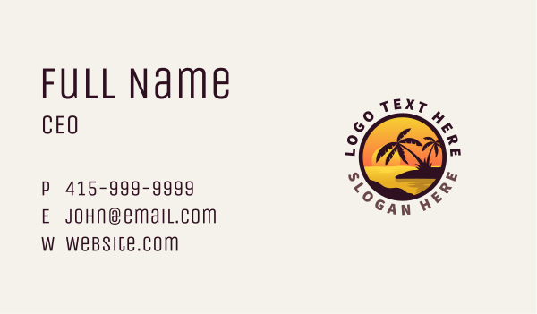 Beach Palm Scenery Destination Business Card Design Image Preview