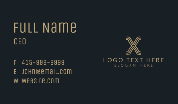 Elegant Gold Letter X Business Card Design Image Preview