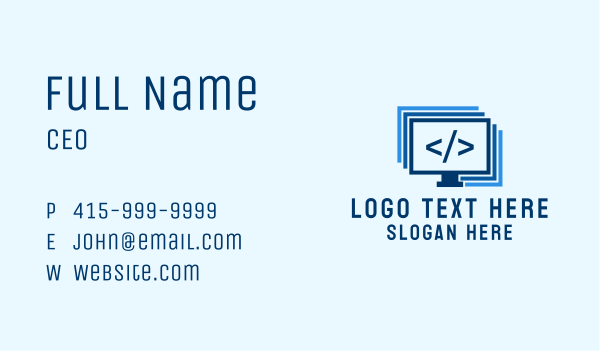 Programmer Computer Monitor  Business Card Design Image Preview
