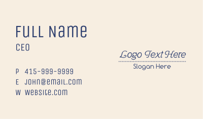 Blue Traditional Embroidery Wordmark Business Card Image Preview