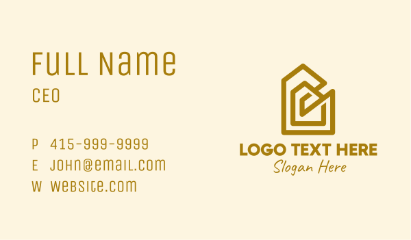 Gold House Monoline  Business Card Design Image Preview