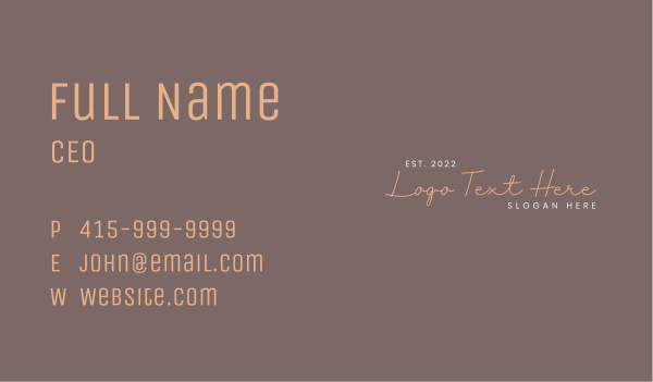 Stylish Brand Wordmark  Business Card Design Image Preview