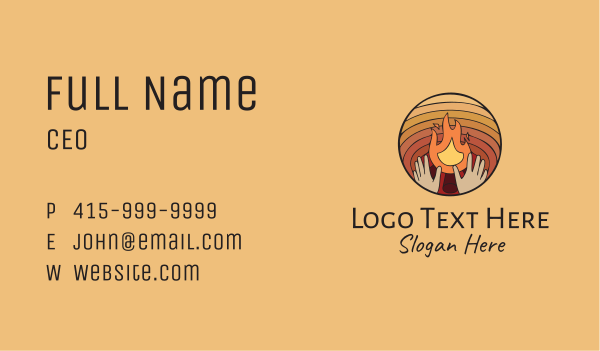 Campfire Hands Business Card Design Image Preview