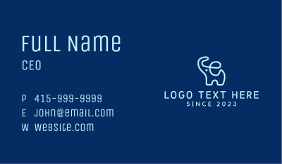 Blue Elephant Monoline Business Card Image Preview