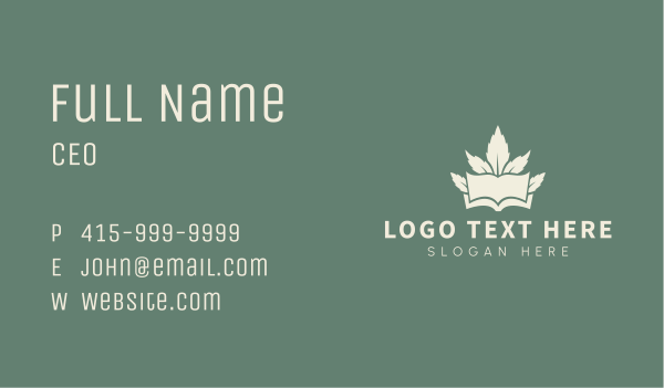 Weed Cannabis Book Business Card Design Image Preview