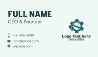 Green Crane Cogwheel Construction Business Card Design