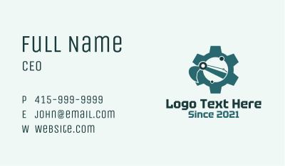 Green Crane Cogwheel Construction Business Card Image Preview