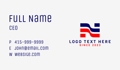 Patriotic Flag Letter N Business Card Image Preview
