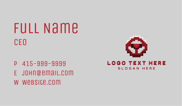 Driving Pixel Steering Wheel Business Card Design Image Preview