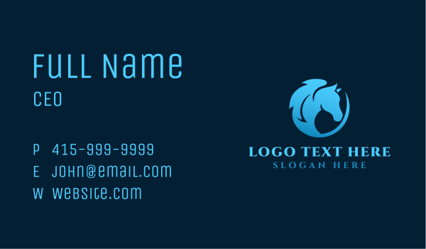 Gradient Blue Horse Business Card Design Image Preview