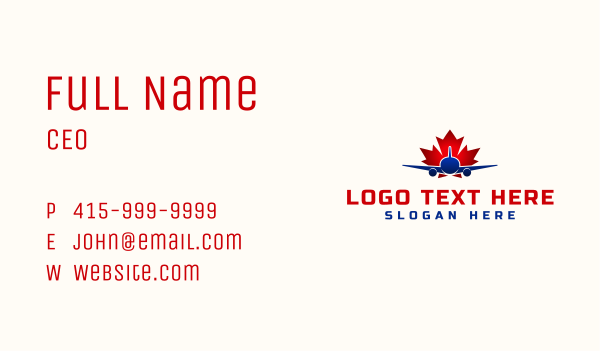 Canada Airplane Travel Business Card Design Image Preview