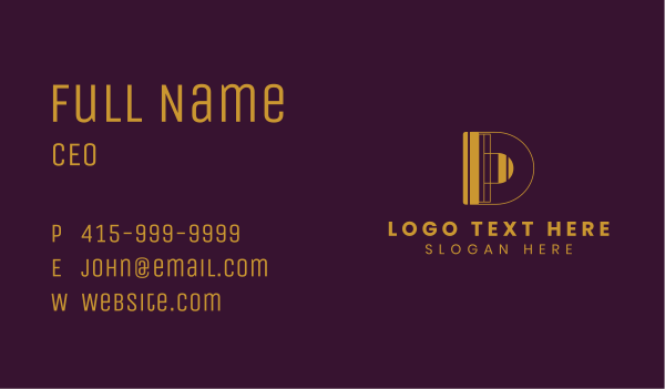 Golden Corporate Firm Letter D Business Card Design Image Preview