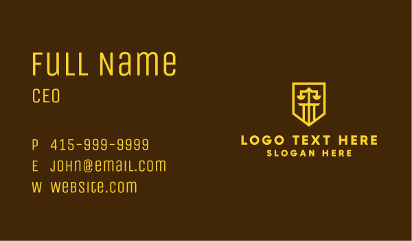 Golden Law Shield  Business Card Design Image Preview