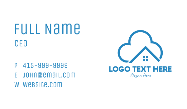 Blue House Cloud Business Card Design Image Preview
