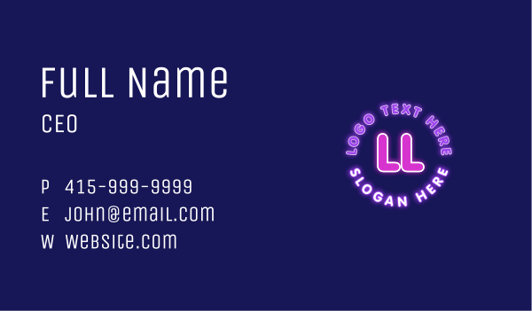 Neon Glow Letter Business Card Design Image Preview