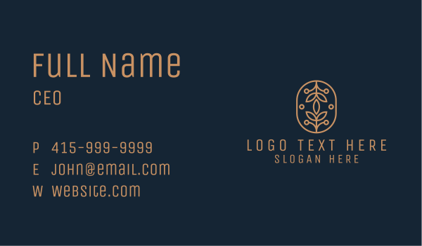 Floral Monoline Badge Business Card Design Image Preview