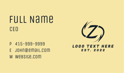 Electric Voltage Letter Z Business Card