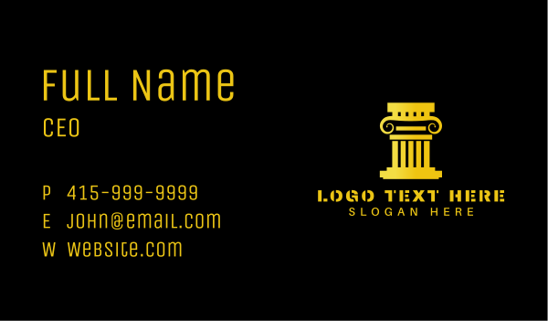 Golden Ancient Column Business Card Design Image Preview