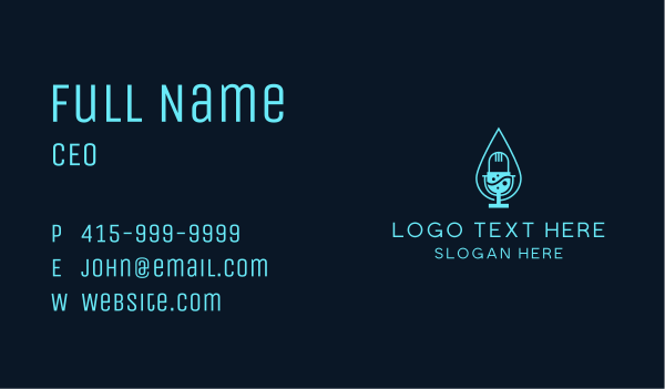 Water Droplet Podcast Business Card Design Image Preview