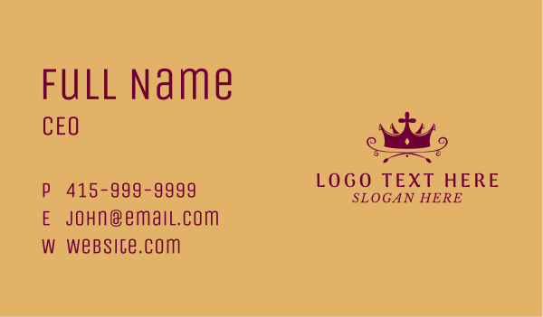 Maroon Elegant Crown Business Card Design Image Preview