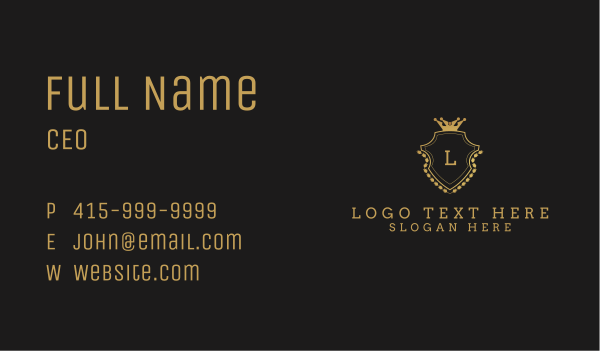 Elegant Crown Shield Lettermark Business Card Design Image Preview