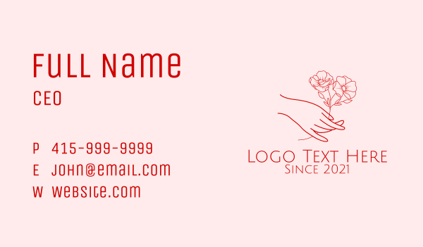 Red Flower Outline  Business Card Design Image Preview