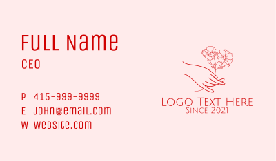 Red Flower Outline  Business Card Image Preview