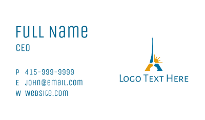 Blue & Gold Eiffel Tower Business Card Image Preview