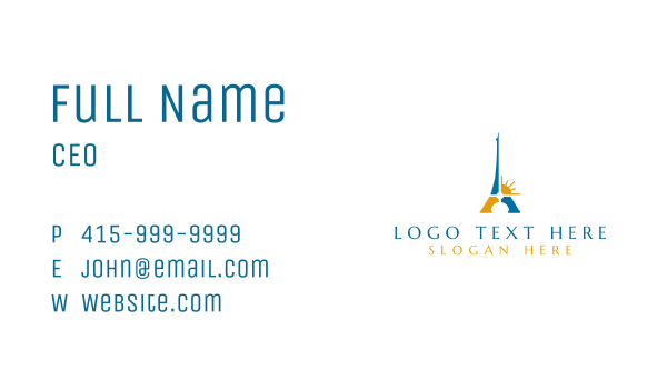 Blue & Gold Eiffel Tower Business Card Design Image Preview