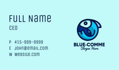 Blue Fish  Circle Business Card Image Preview