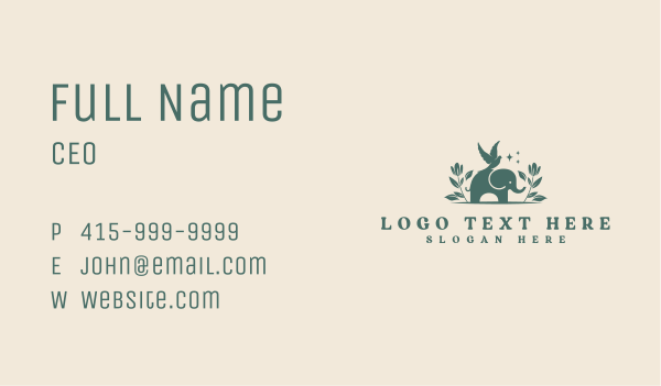 Garden Elephant Bird Business Card Design Image Preview