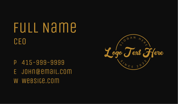 Gold Retro Wordmark Business Card Design Image Preview