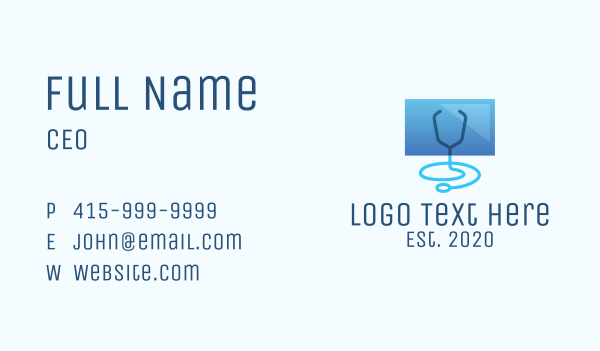 Blue Medical Monitor Business Card Design Image Preview