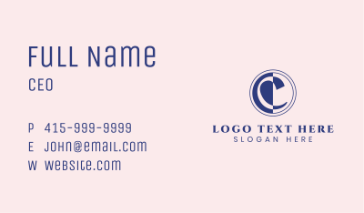 Blue Negative Space Letter C Business Card Image Preview
