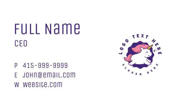 Unicorn Plush Toy Business Card Design Image Preview