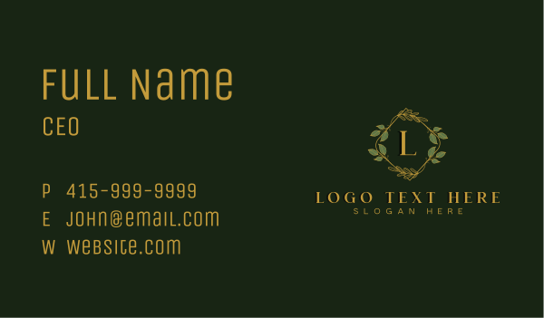 Ornamental Leaf Wreath Business Card Design Image Preview