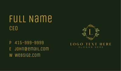 Ornamental Leaf Wreath Business Card Image Preview